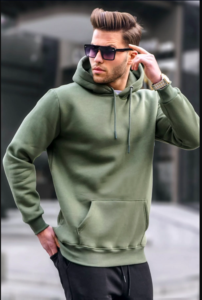 Yeşil Bisiklet Yaka %100 Pamuklu Çizgili Uzun Kollu Sweat MG2362